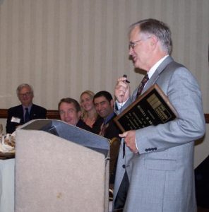 Dr. Brown expresses his thanks after having been officially recognized as an Honorary Member of The Masonry Society.